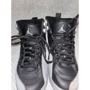 Jordan Air Jordan 12 Black Gray Lace Up Mid Top Basketball Sneaker 153265-010